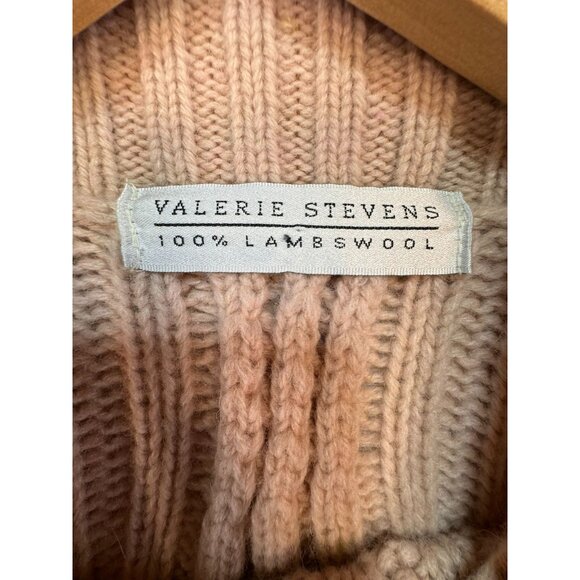Valerie Stevens 100% Lambswool Fisherman Cable Knit Tunic Sweater L Pale Pink - Picture 3 of 11